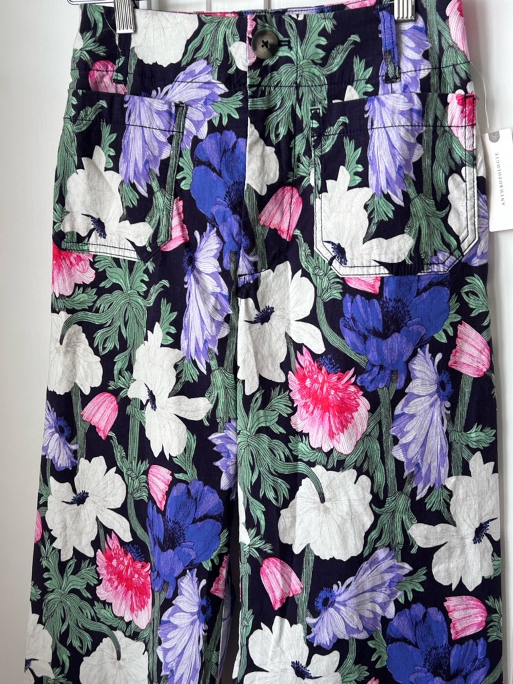 Anthropologie Cecilia Pettersson pants Floral Wide-Leg Crop Pants - Black Multi - Picture 5 of 12